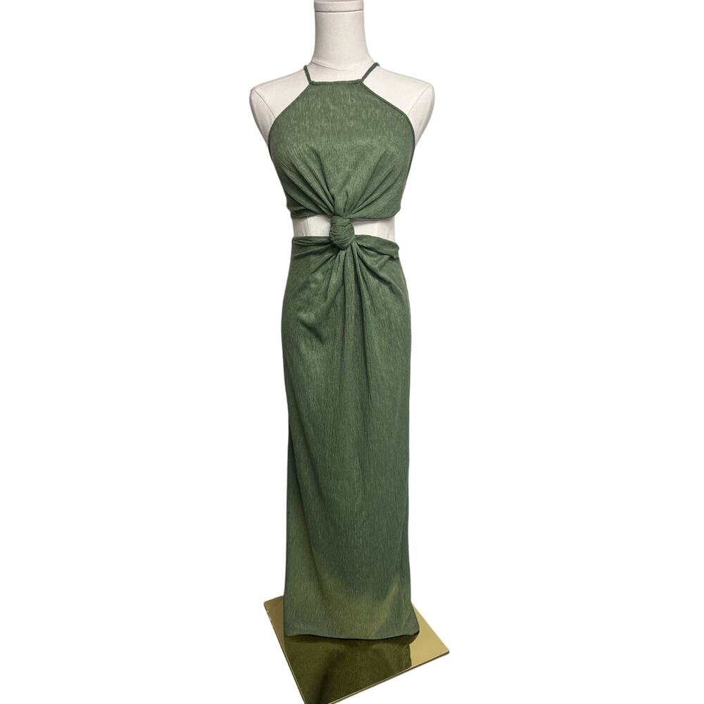 ASOS Design Green Cut Out Maxi Dress Halter Size 6 Resortwear Vacation Beach